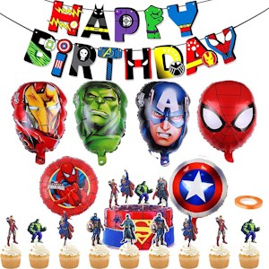 Superhelden Avengers Geburtstags Deko Jungen Avengers Luftballons Superhelden Party Dekoration Avengers Folienballons 24 Stück Cake Toppers Für Kindergeburtstag Deko 